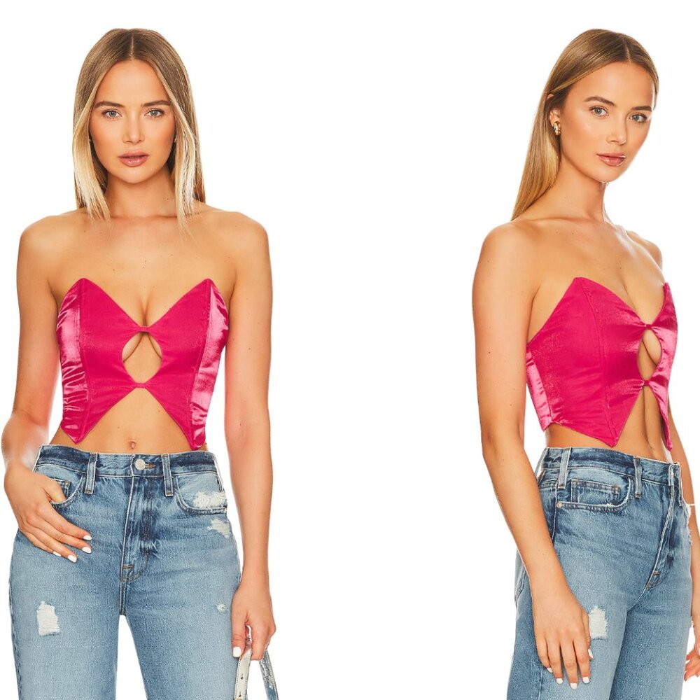 Superdown Clara Cut Out Top - Hot Pink Zipper Closure Corset Top - Size S